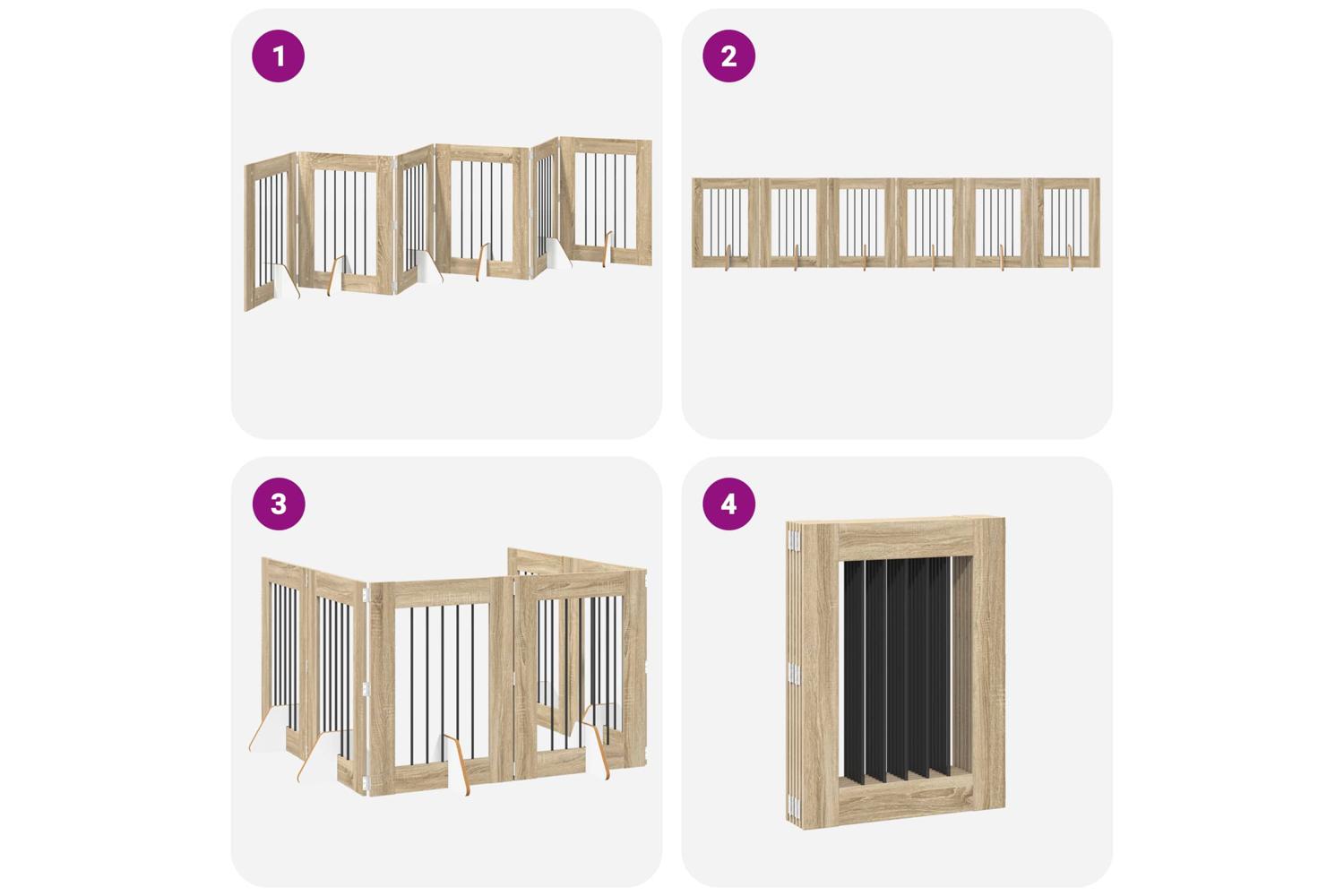 Vidaxl Foldable Dog Gate With Stands 6 Pcs Sonoma Oak 362 Cm-7