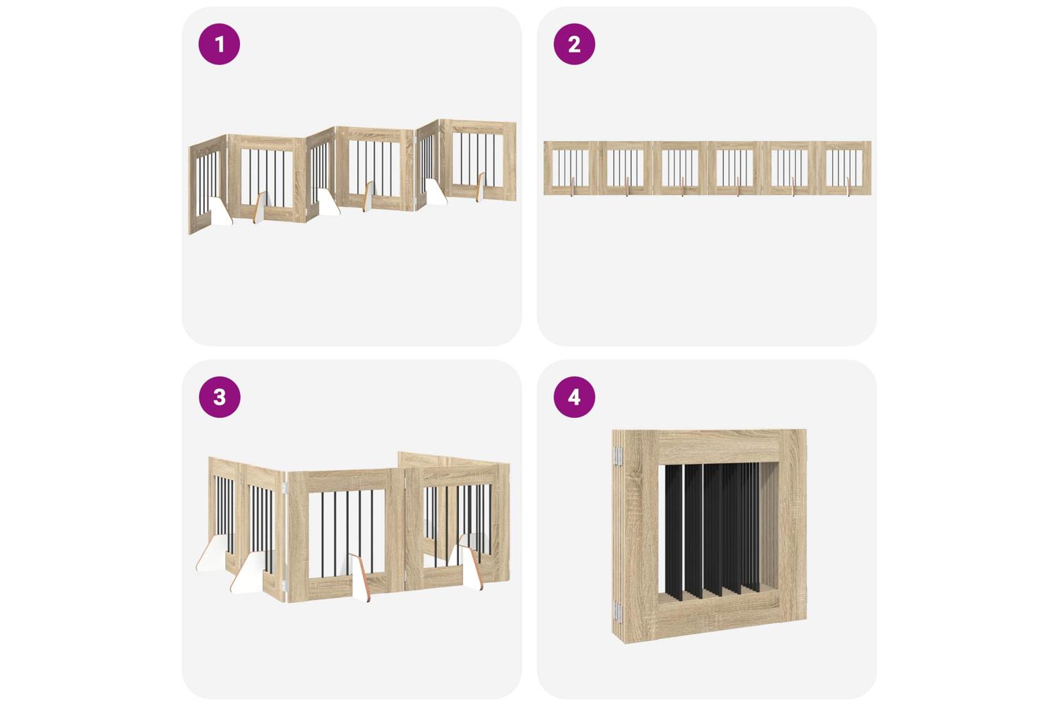 Vidaxl Foldable Dog Gate With Stands 6 Pcs Sonoma Oak 362 Cm-7