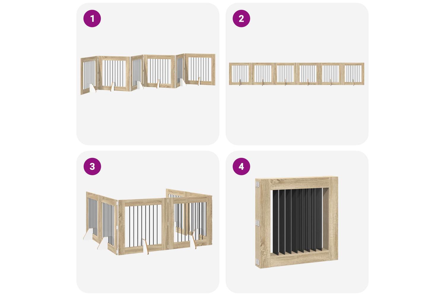 Vidaxl Foldable Dog Gate With Stands 6 Pcs Sonoma Oak 482 Cm-7