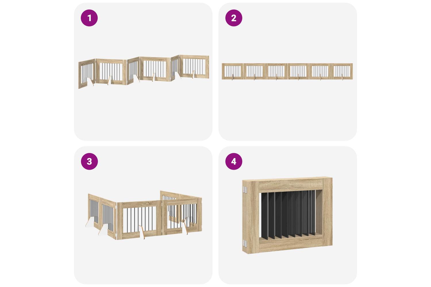 Vidaxl Foldable Dog Gate With Stands 6 Pcs Sonoma Oak 482 Cm-7
