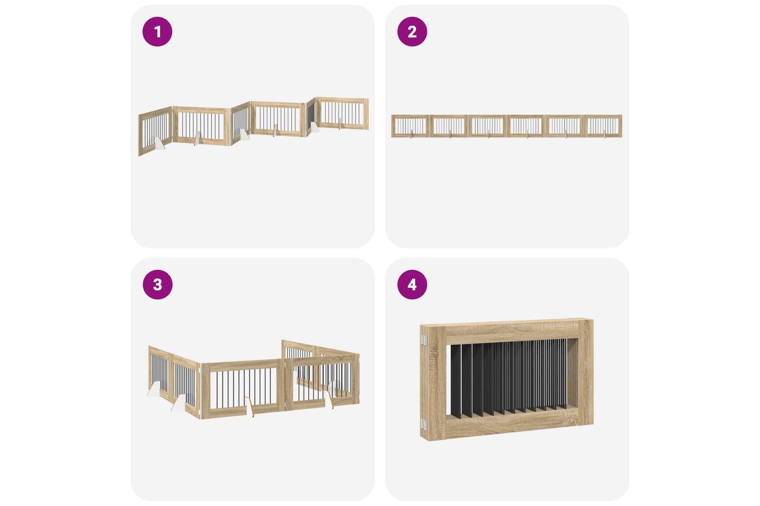Vidaxl Foldable Dog Gate With Stands 6 Pcs Sonoma Oak 602 Cm-7