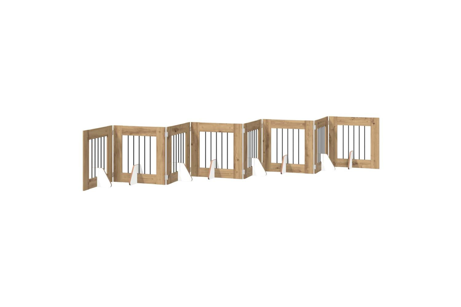 Vidaxl Foldable Dog Gate With Stands 8 Pcs Artisan Oak 60 Cm-2