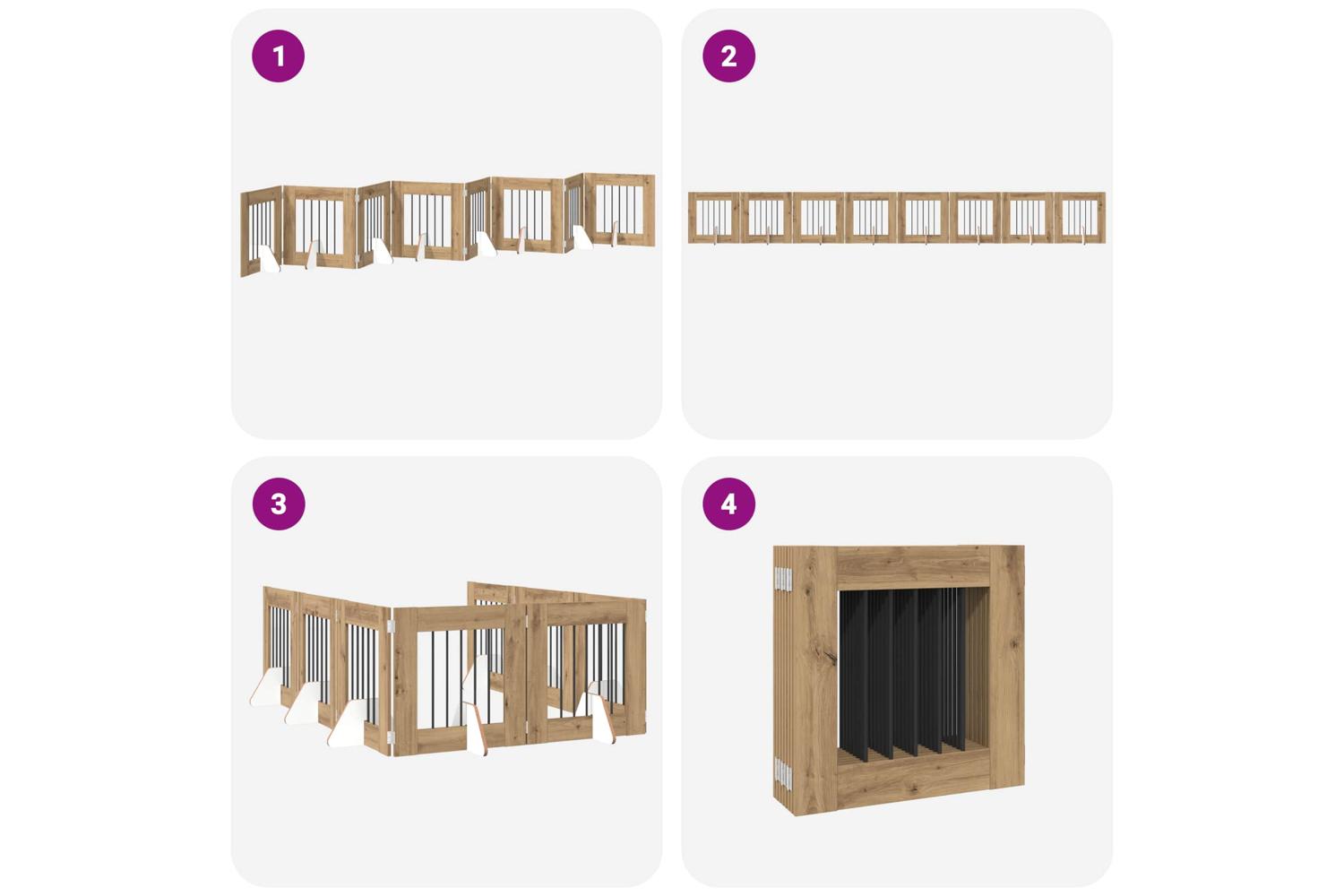 Vidaxl Foldable Dog Gate With Stands 8 Pcs Artisan Oak 60 Cm-6