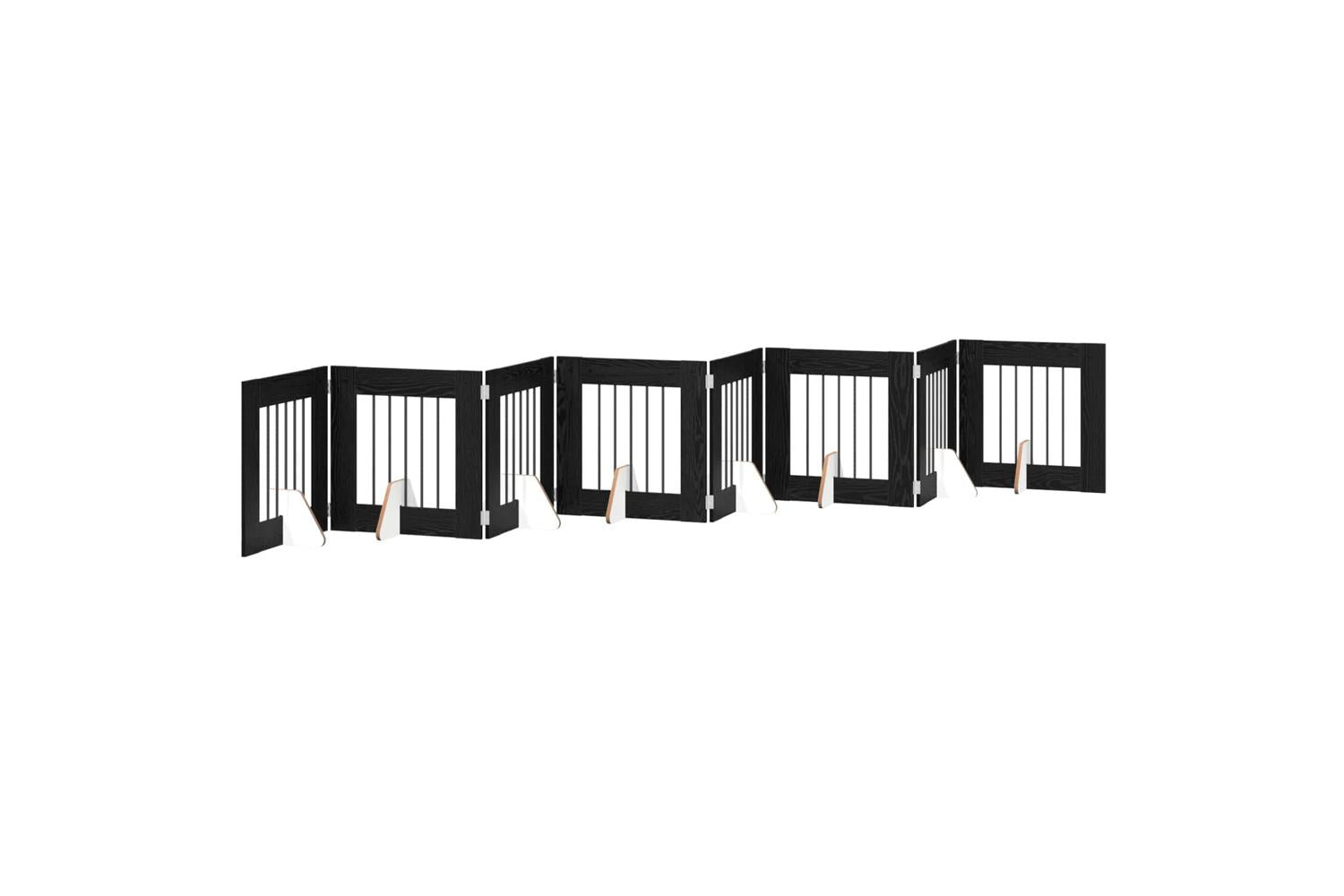 Vidaxl Foldable Dog Gate With Stands 8 Pcs Black Oak 60 Cm
