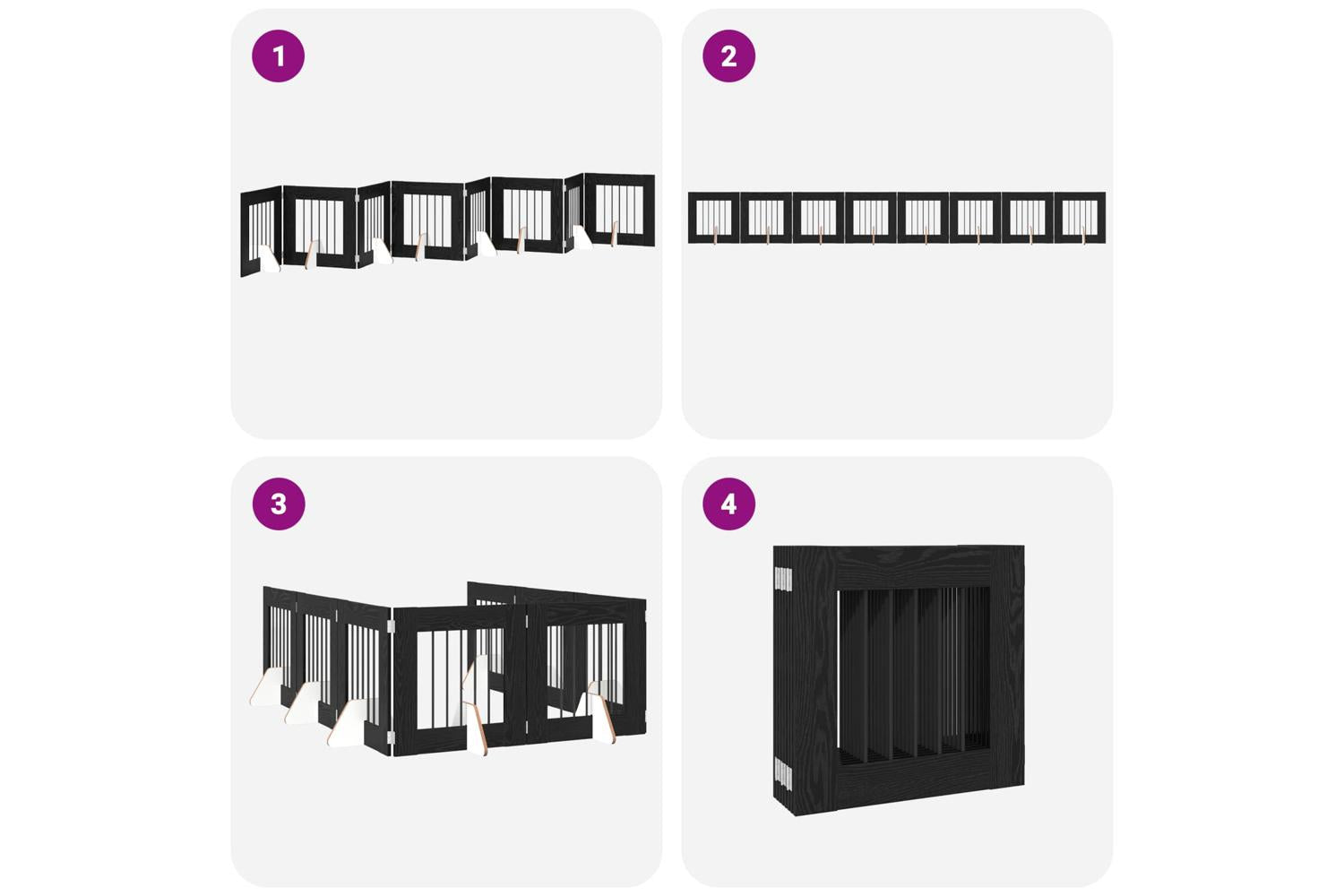 Vidaxl Foldable Dog Gate With Stands 8 Pcs Black Oak 60 Cm-6