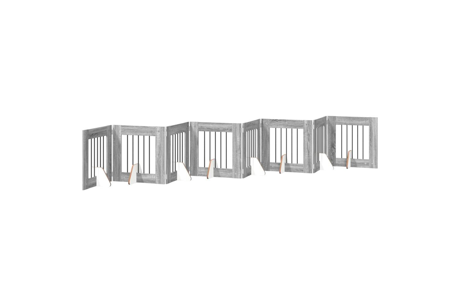 Vidaxl Foldable Dog Gate With Stands 8 Pcs Grey Sonoma 60 Cm-2