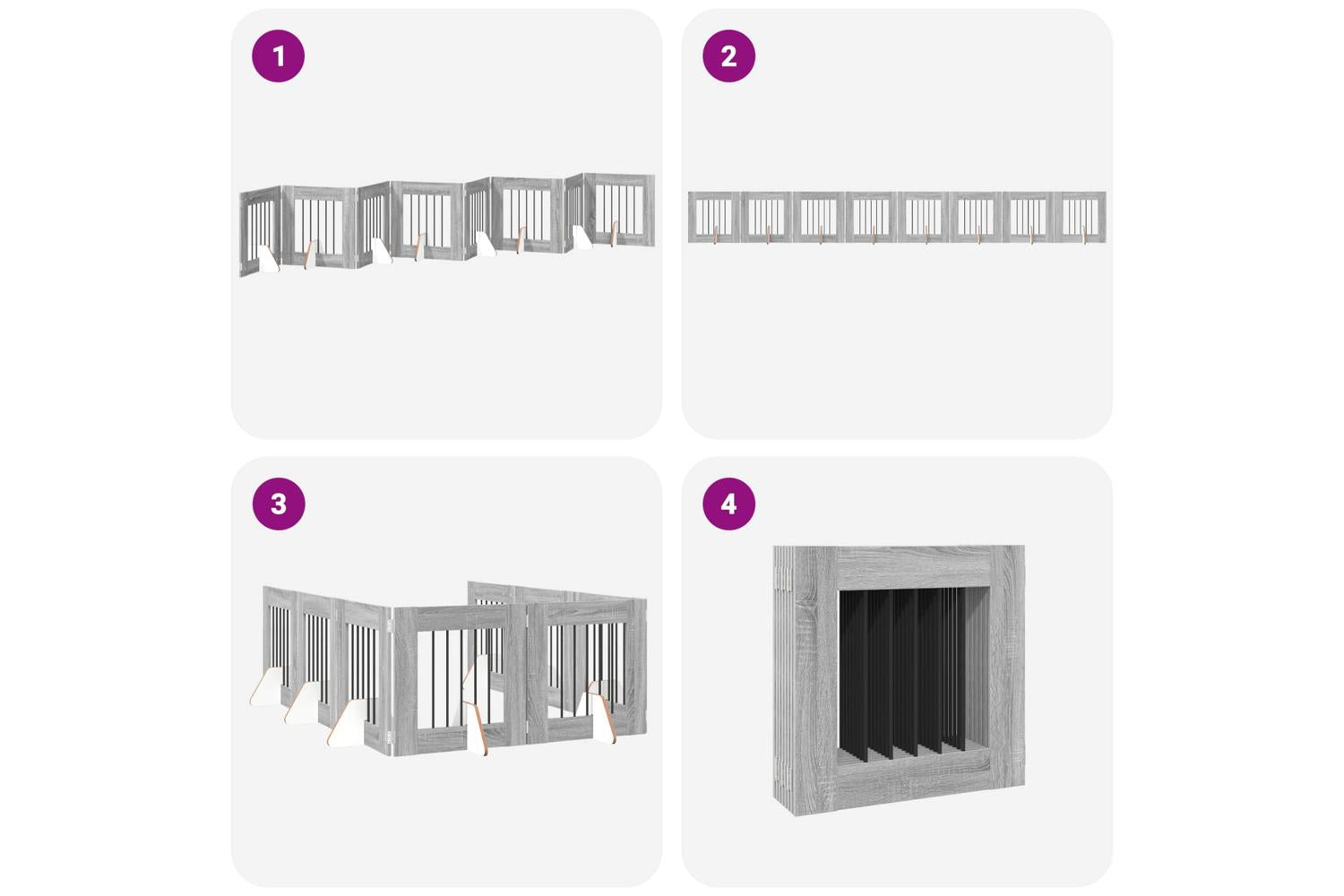 Vidaxl Foldable Dog Gate With Stands 8 Pcs Grey Sonoma 60 Cm-6