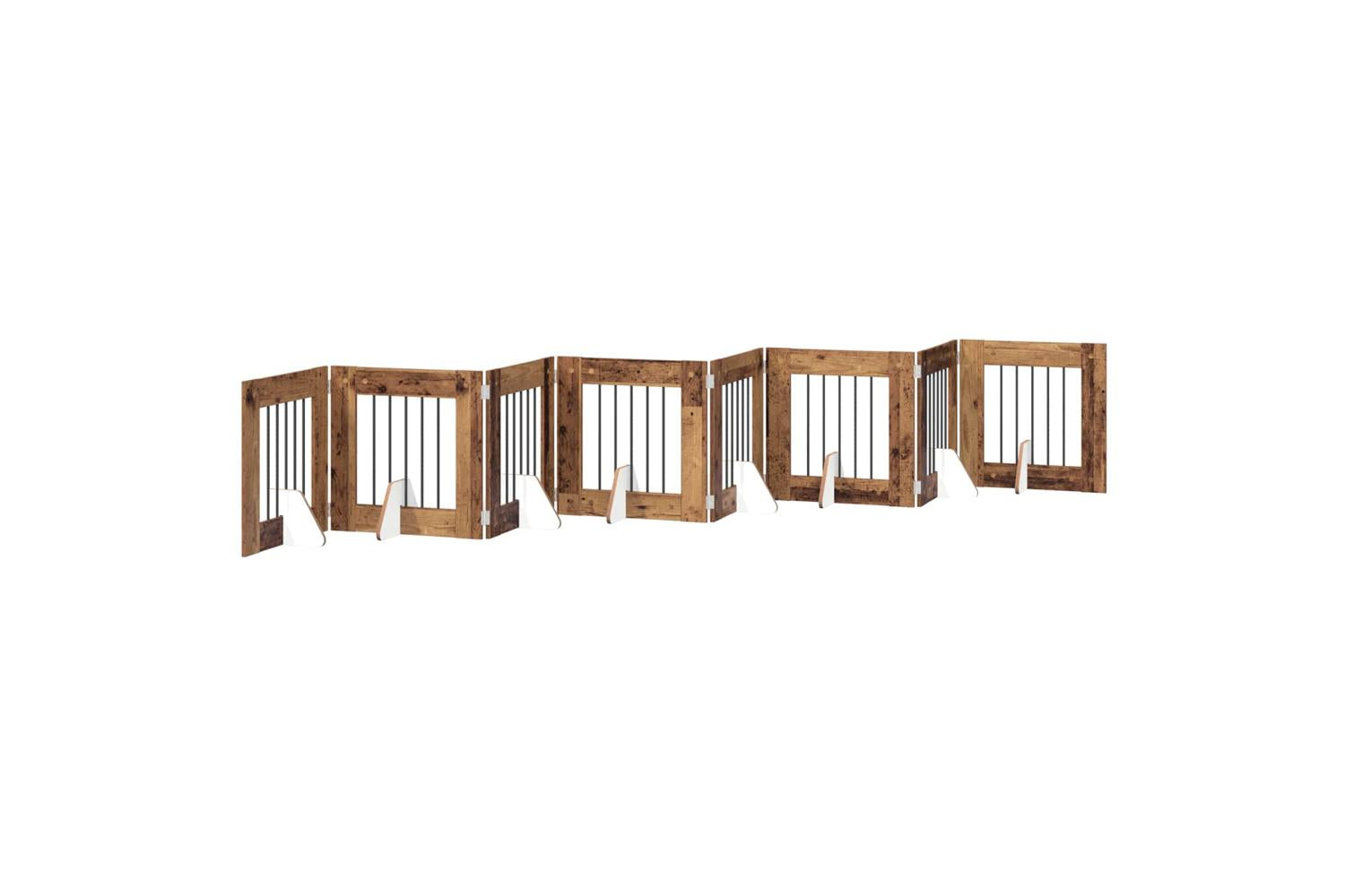 Vidaxl Foldable Dog Gate With Stands 8 Pcs Old Wood 60 Cm