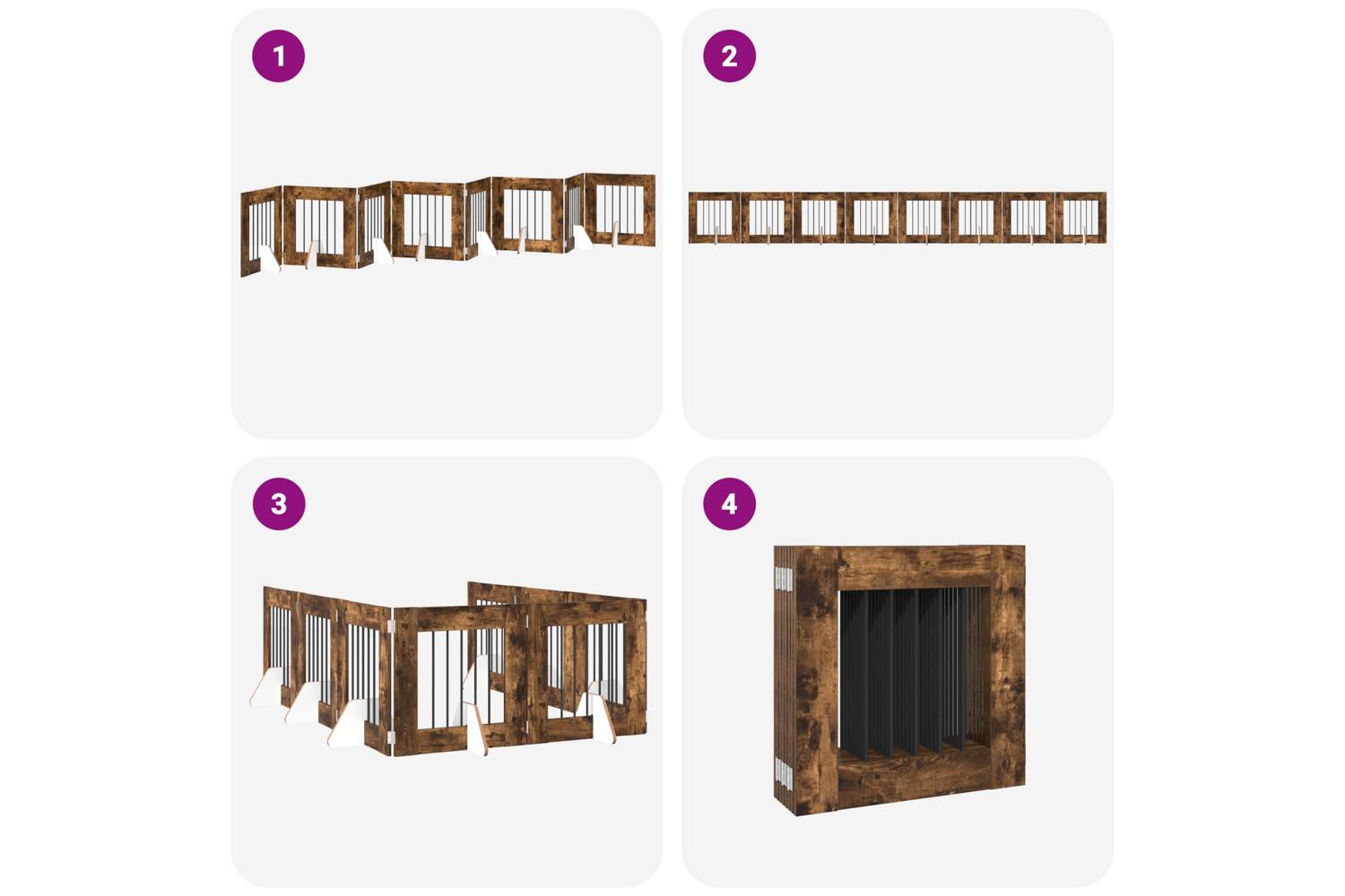 Vidaxl Foldable Dog Gate With Stands 8 Pcs Smoked Oak 60 Cm-6