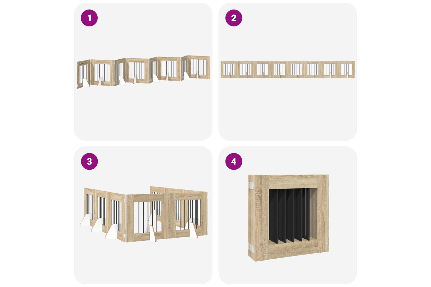 Vidaxl Foldable Dog Gate With Stands 8 Pcs Sonoma Oak 60 Cm-6