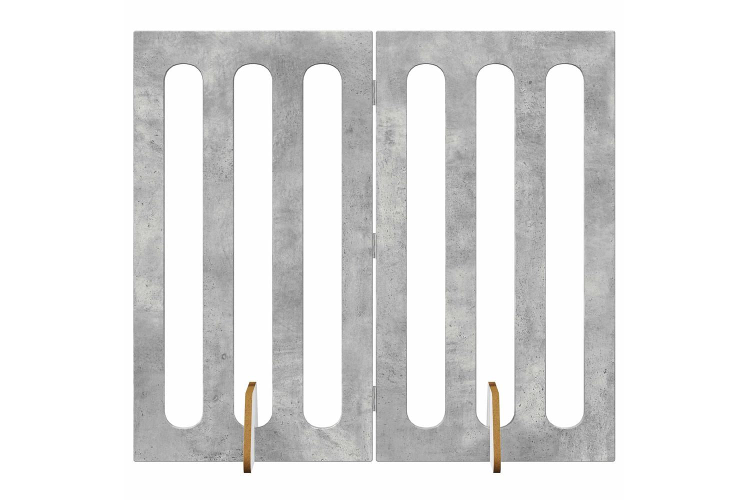 Vidaxl Folding Pet Fence 2 Pcs Concrete Grey 1005 X 38 X 90 Cm-2