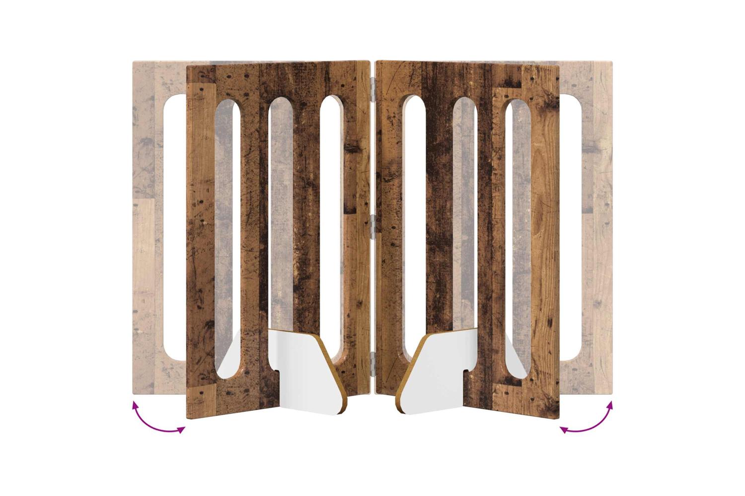 Vidaxl Folding Pet Fence 2 Pcs Oak Wood 1005 X 38 X 70 Cm-7
