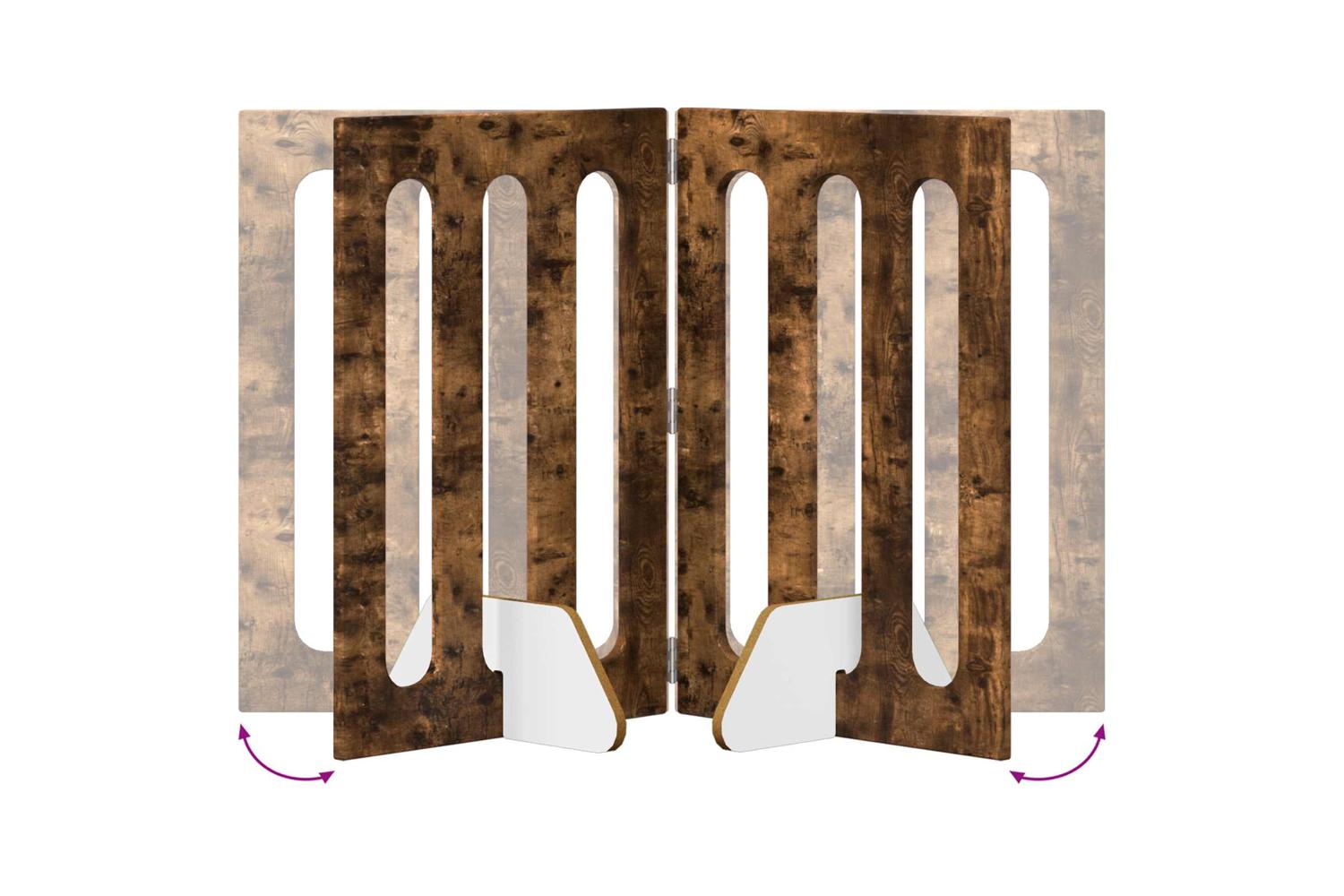 Vidaxl Folding Pet Fence 2 Pcs Smoked Oak 1005 X 38 X 70 Cm-7