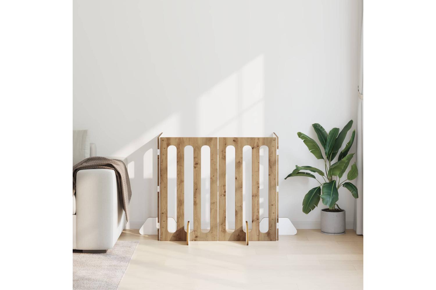 Vidaxl Folding Pet Fence 4 Pcs Artisan Oak 201 X 38 X 90 Cm-3