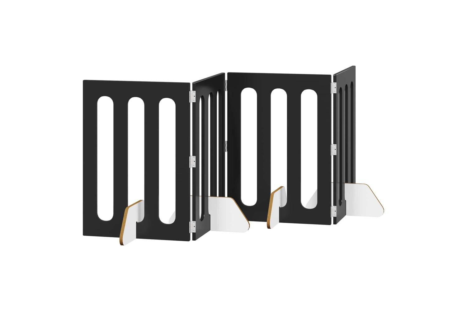 Vidaxl Folding Pet Fence 4 Pcs Black Oak 201 X 38 X 70 Cm