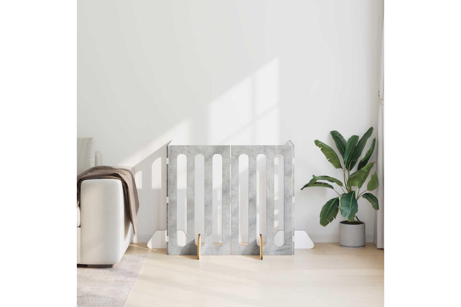 Vidaxl Folding Pet Fence 4 Pcs Concrete Grey 201 X 38 X 90 Cm-3