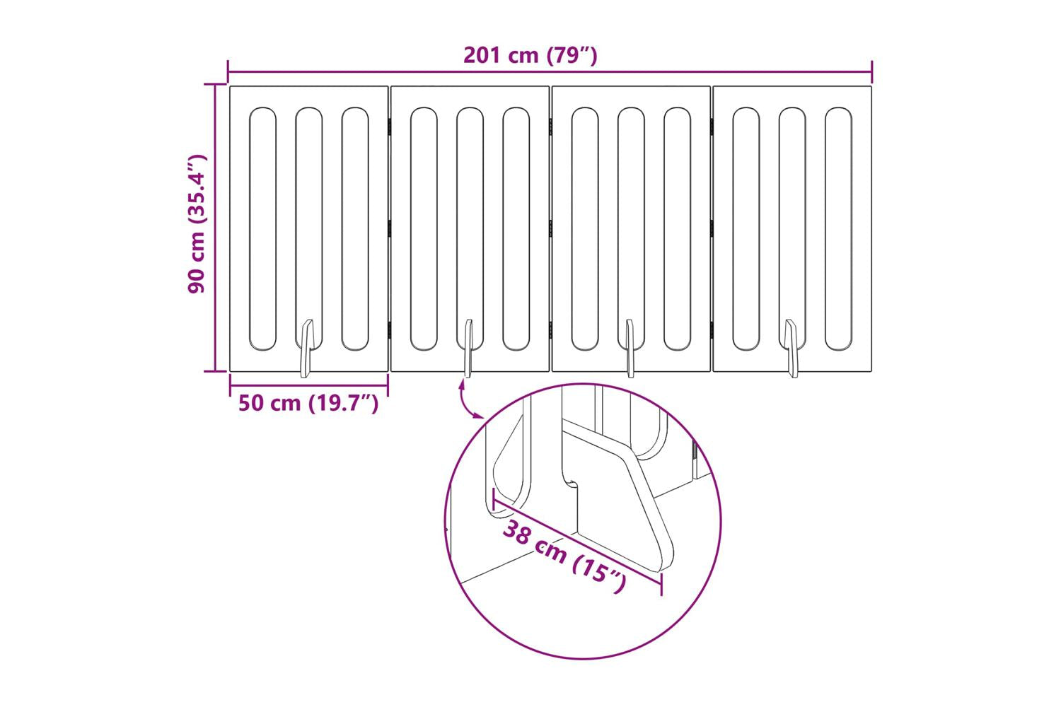 Vidaxl Folding Pet Fence 4 Pcs Concrete Grey 201 X 38 X 90 Cm-10
