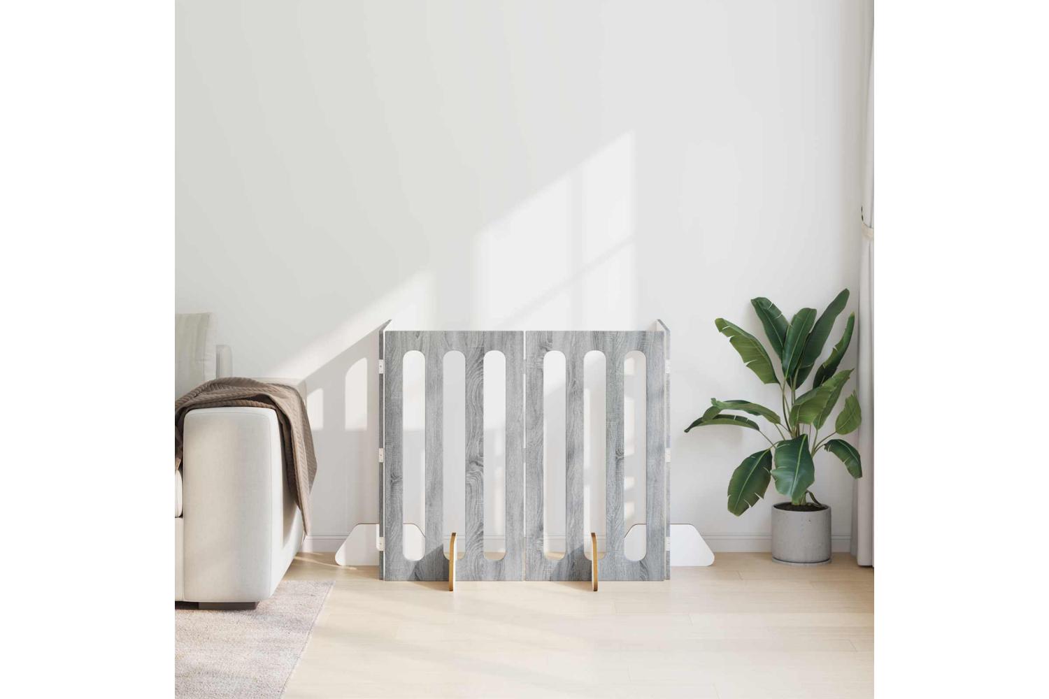 Vidaxl Folding Pet Fence 4 Pcs Grey Sonoma 201 X 38 X 90 Cm-3