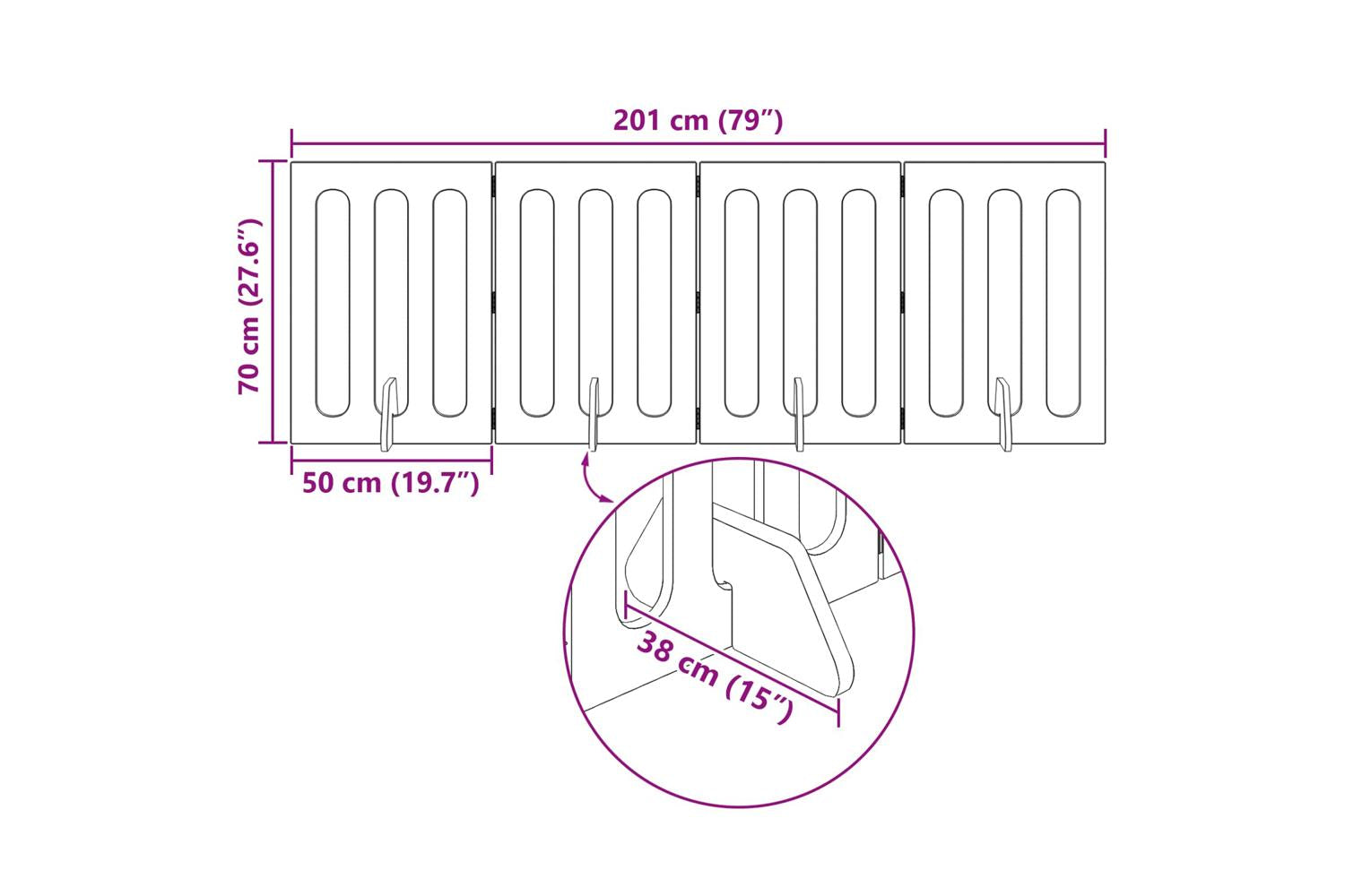 Vidaxl Folding Pet Fence 4 Pcs High Gloss White 201 X 38 X 70 Cm-10