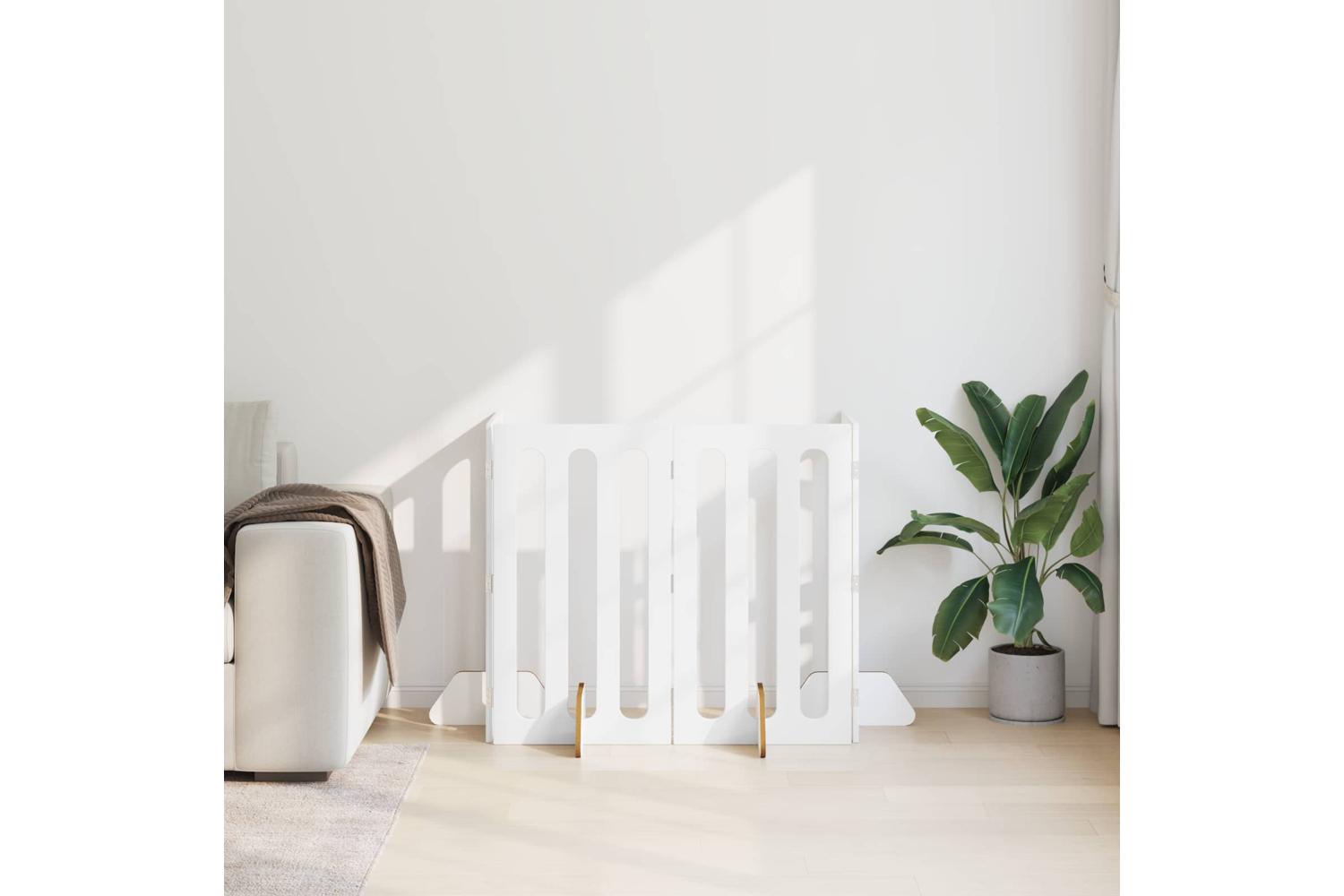 Vidaxl Folding Pet Fence 4 Pcs High Gloss White 201 X 38 X 90 Cm-3