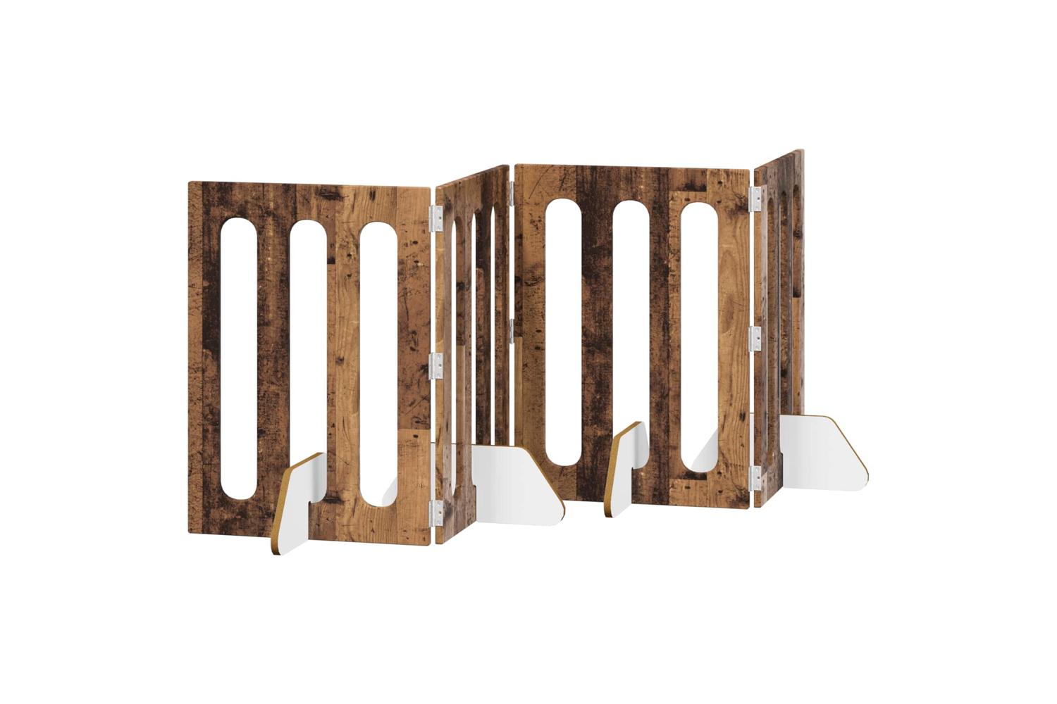 Vidaxl Folding Pet Fence 4 Pcs Oak Wood 201 X 38 X 70 Cm