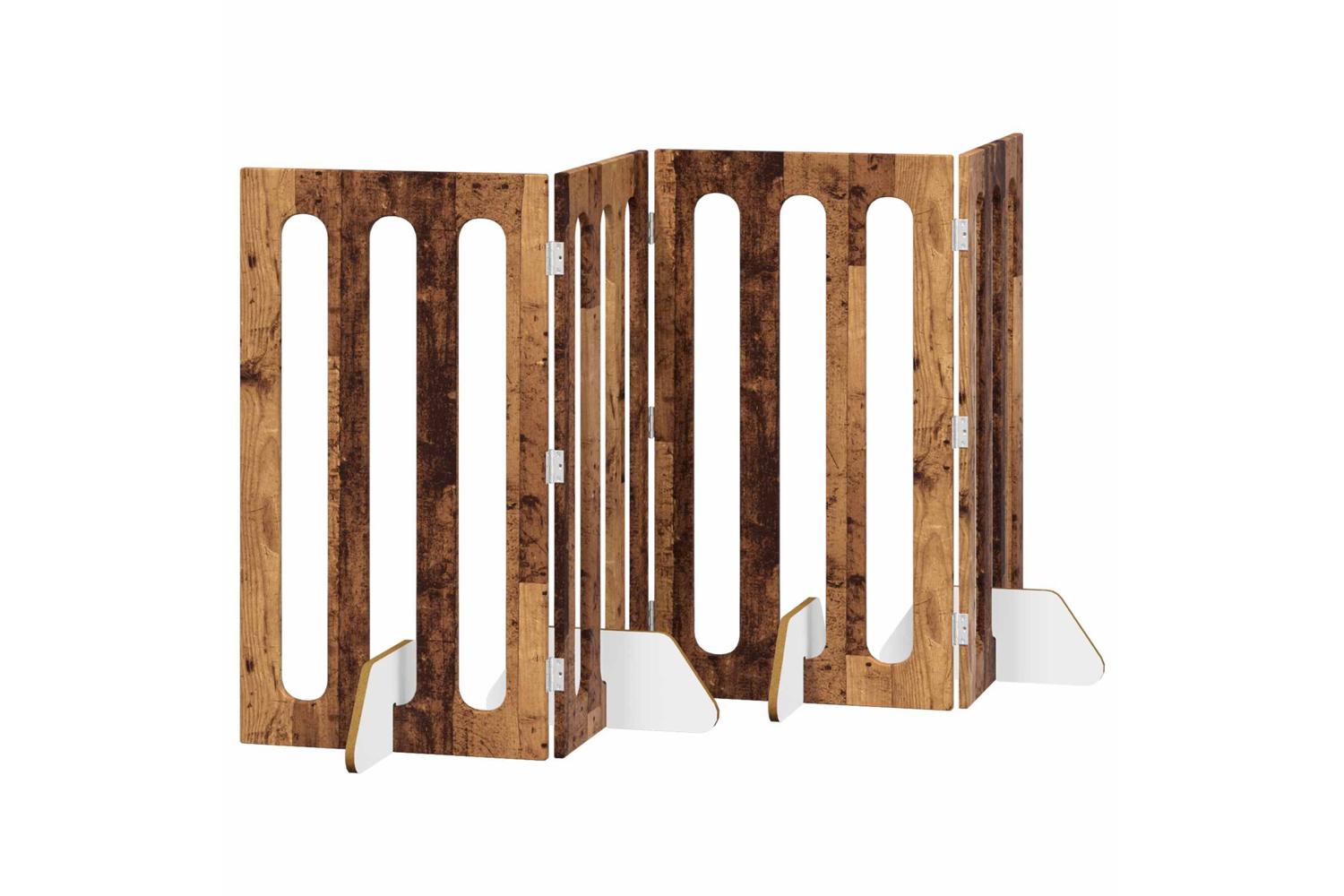 Vidaxl Folding Pet Fence 4 Pcs Oak Wood 201 X 38 X 90 Cm