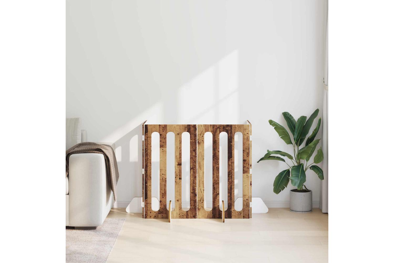 Vidaxl Folding Pet Fence 4 Pcs Oak Wood 201 X 38 X 90 Cm-3