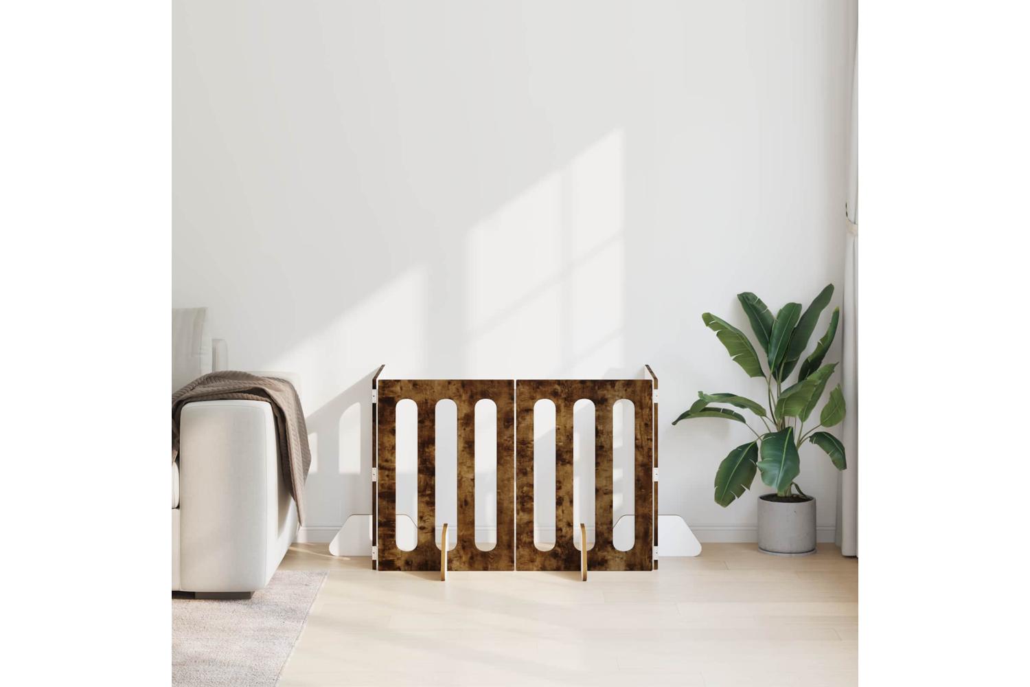 Vidaxl Folding Pet Fence 4 Pcs Smoked Oak 201 X 38 X 70 Cm-3