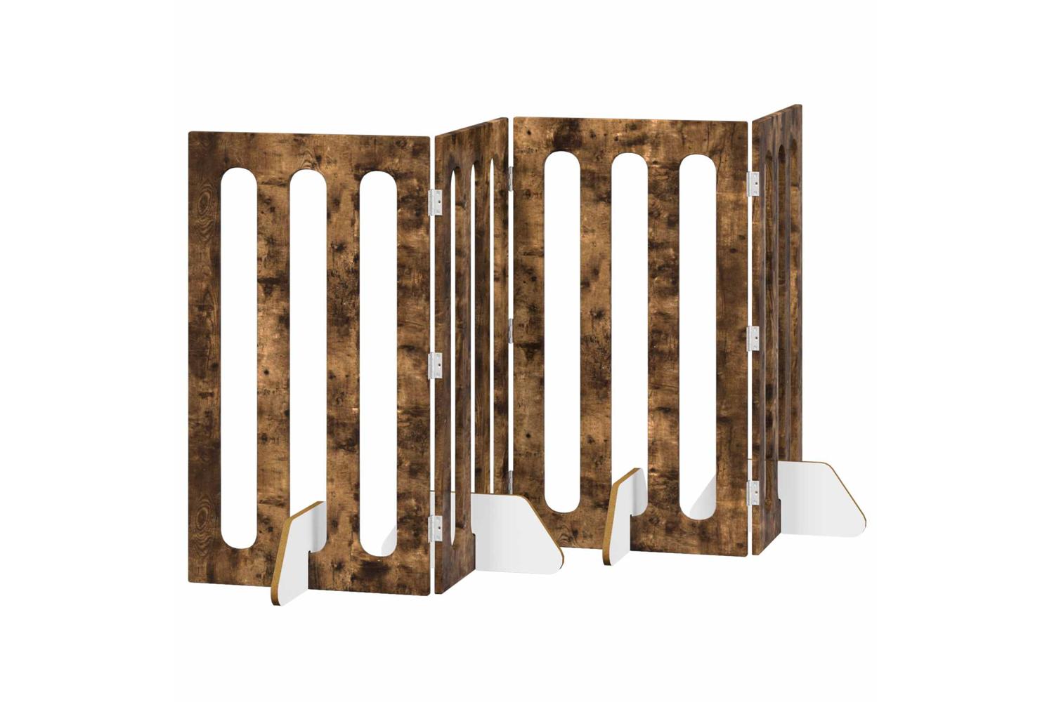 Vidaxl Folding Pet Fence 4 Pcs Smoked Oak 201 X 38 X 90 Cm