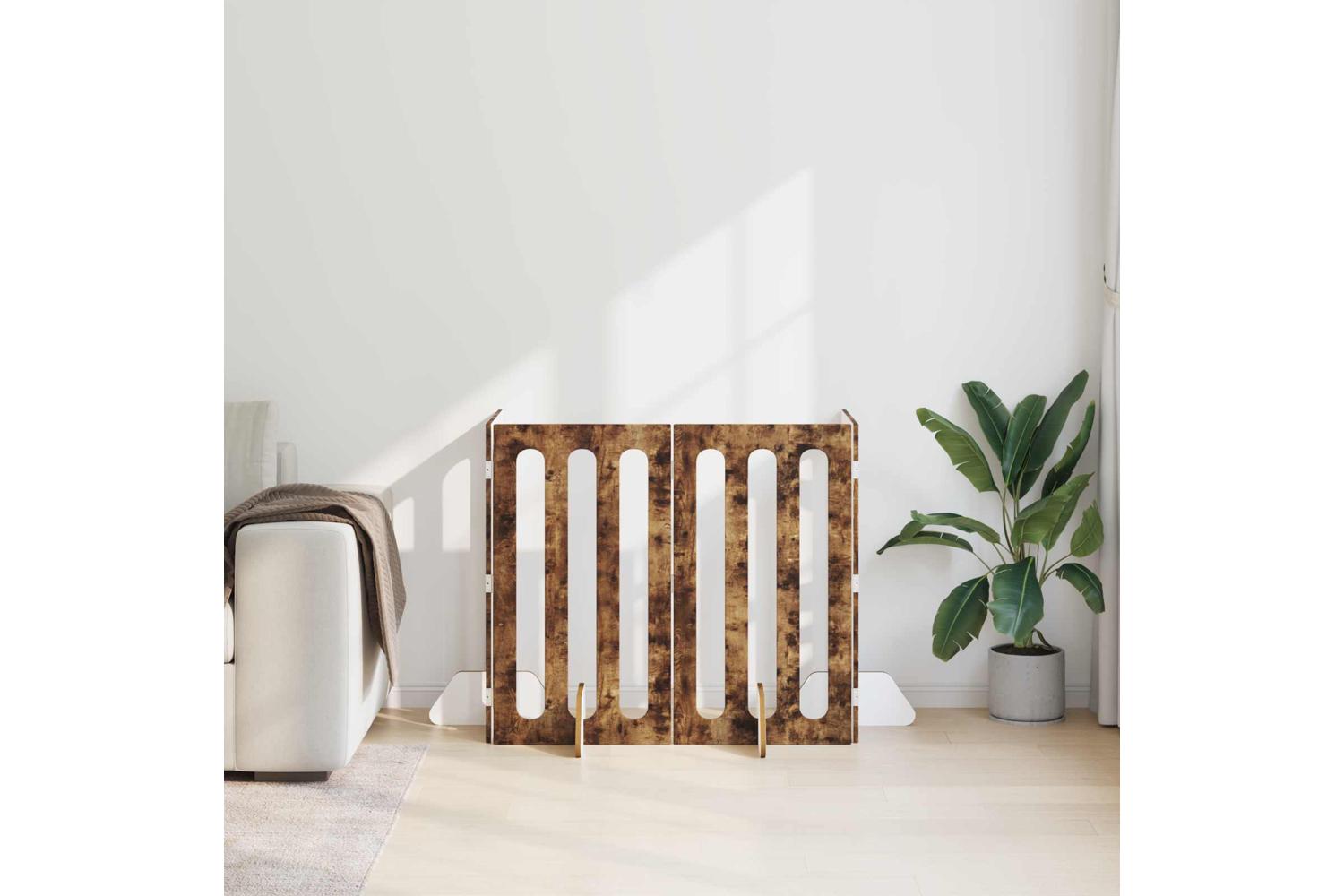 Vidaxl Folding Pet Fence 4 Pcs Smoked Oak 201 X 38 X 90 Cm-3