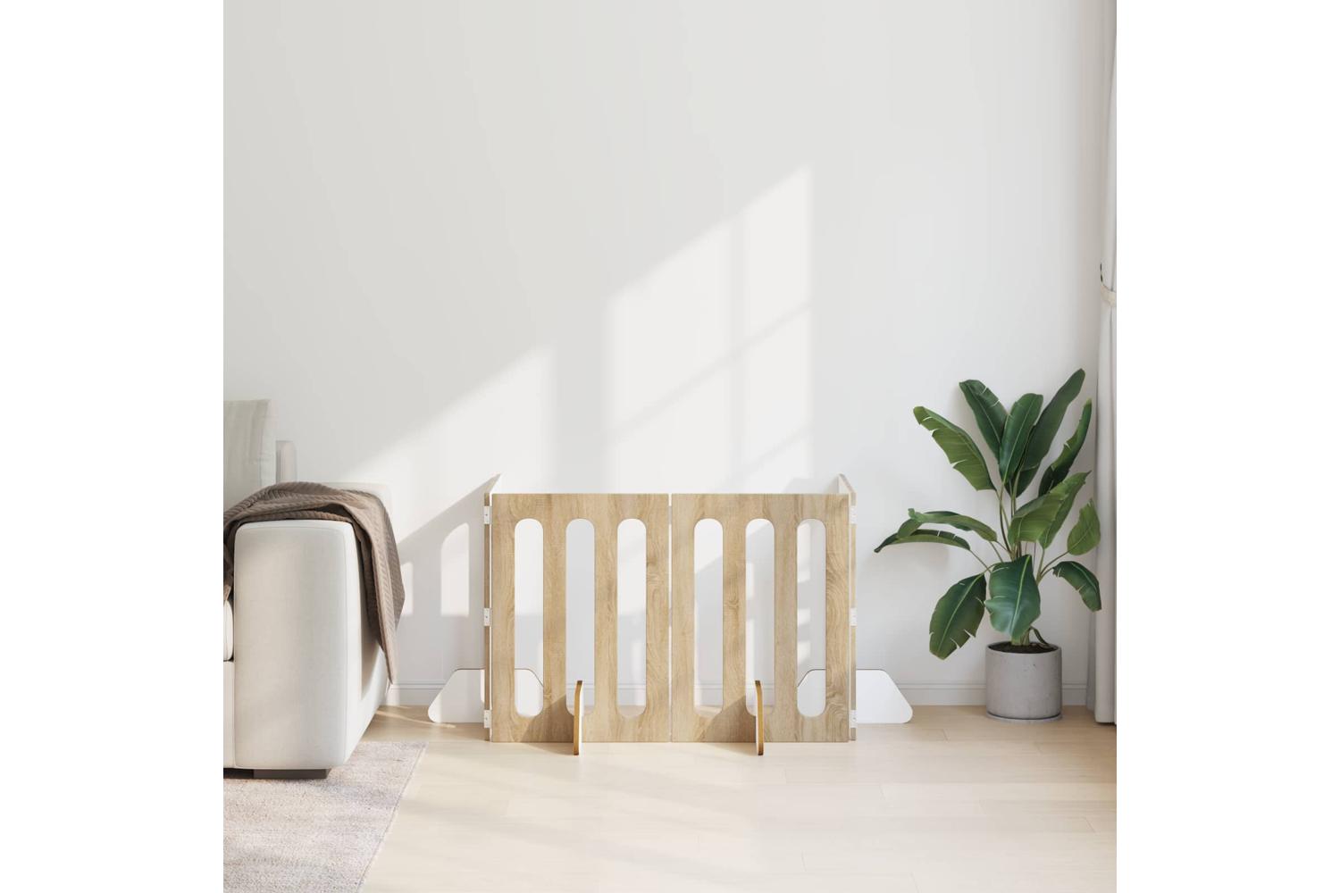 Vidaxl Folding Pet Fence 4 Pcs Sonoma Oak 201 X 38 X 70 Cm-3
