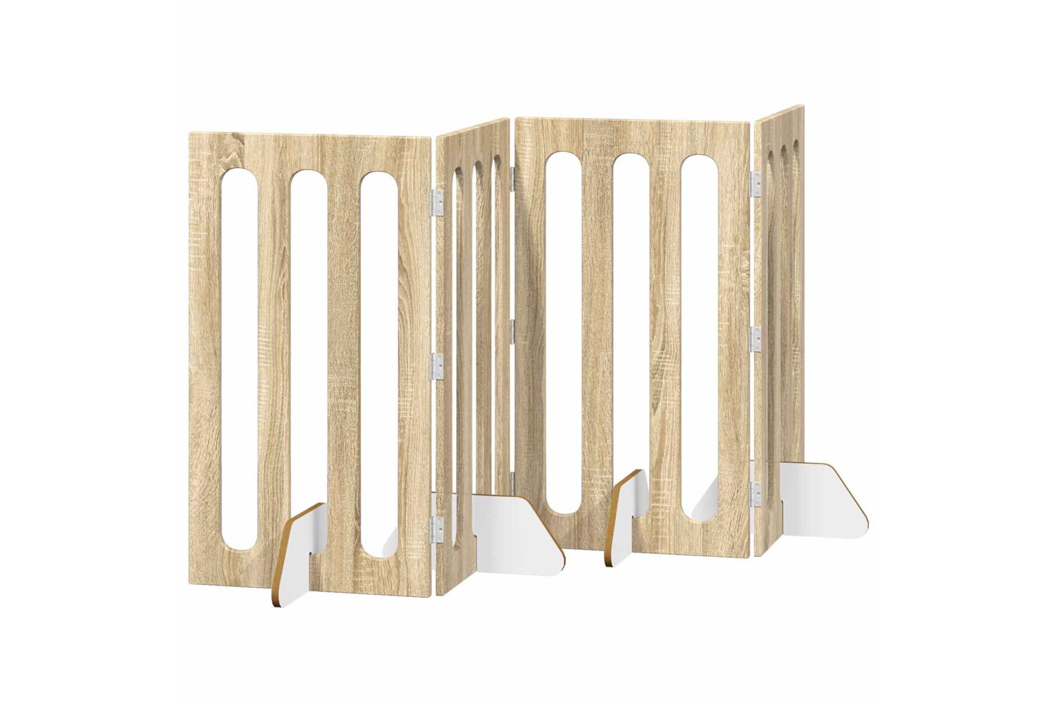 Vidaxl Folding Pet Fence 4 Pcs Sonoma Oak 201 X 38 X 90 Cm