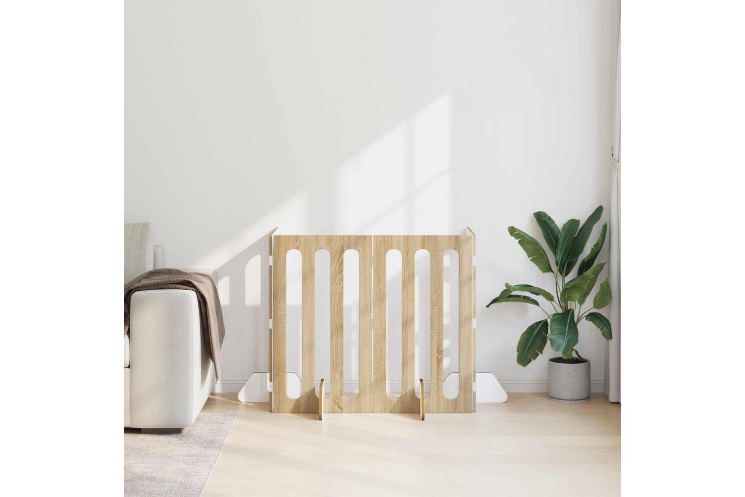 Vidaxl Folding Pet Fence 4 Pcs Sonoma Oak 201 X 38 X 90 Cm-3