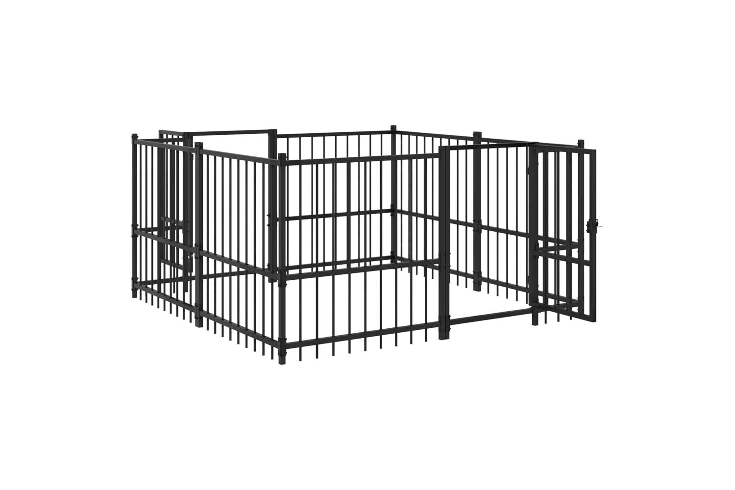 Vidaxl Outdoor Dog Playpen Black 192 X 192 X 100 Cm Steel-3