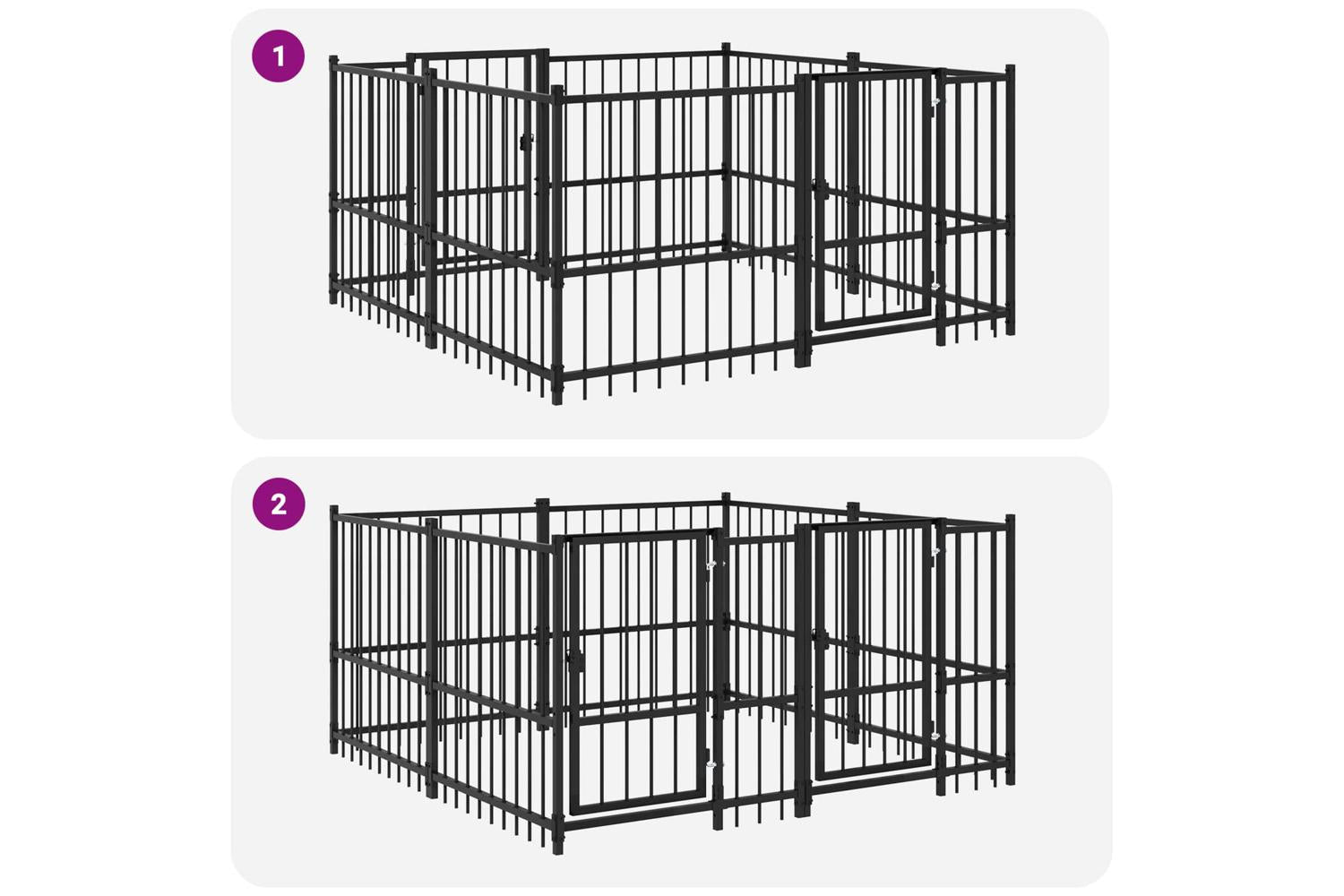 Vidaxl Outdoor Dog Playpen Black 192 X 192 X 100 Cm Steel-8