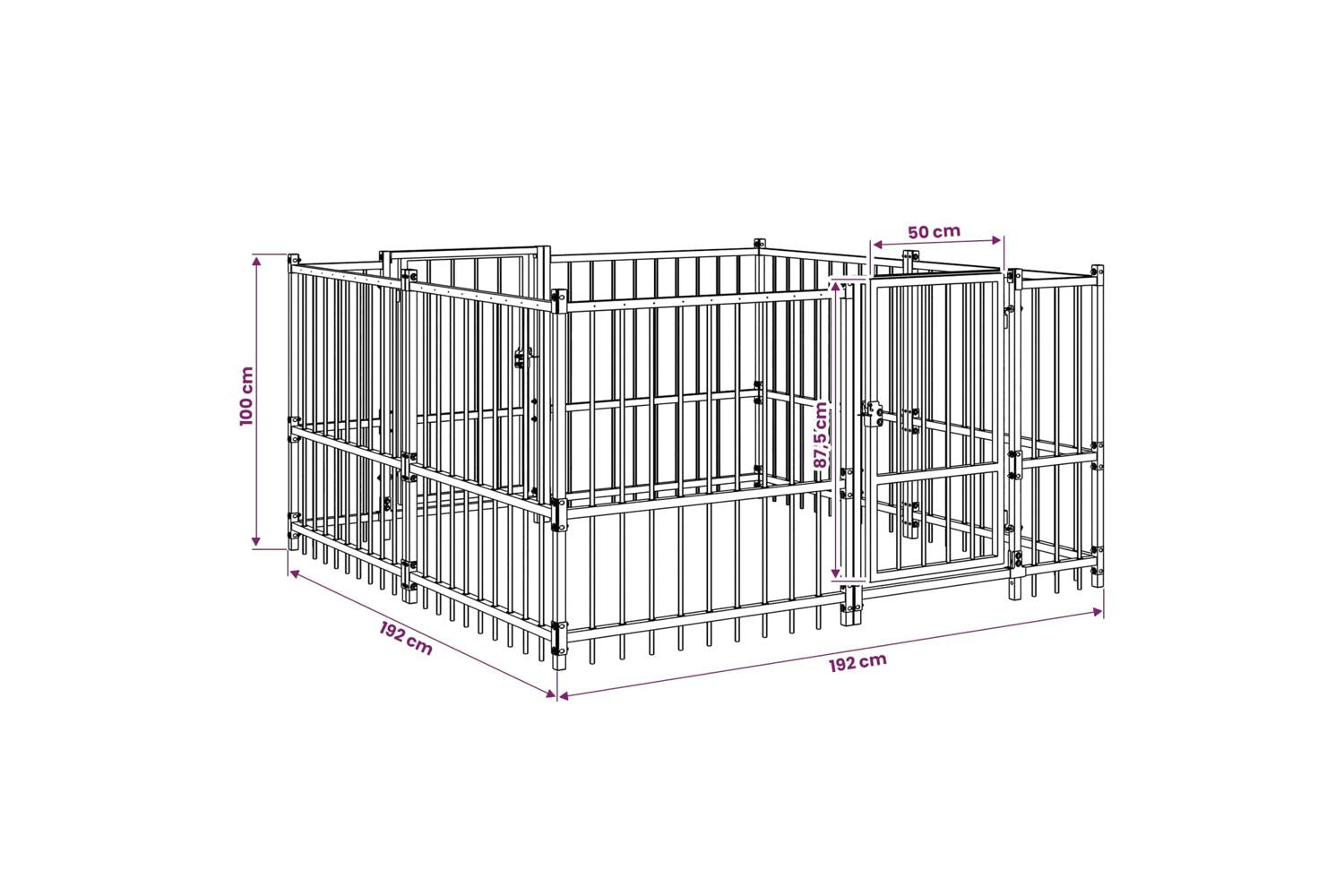 Vidaxl Outdoor Dog Playpen Black 192 X 192 X 100 Cm Steel-9
