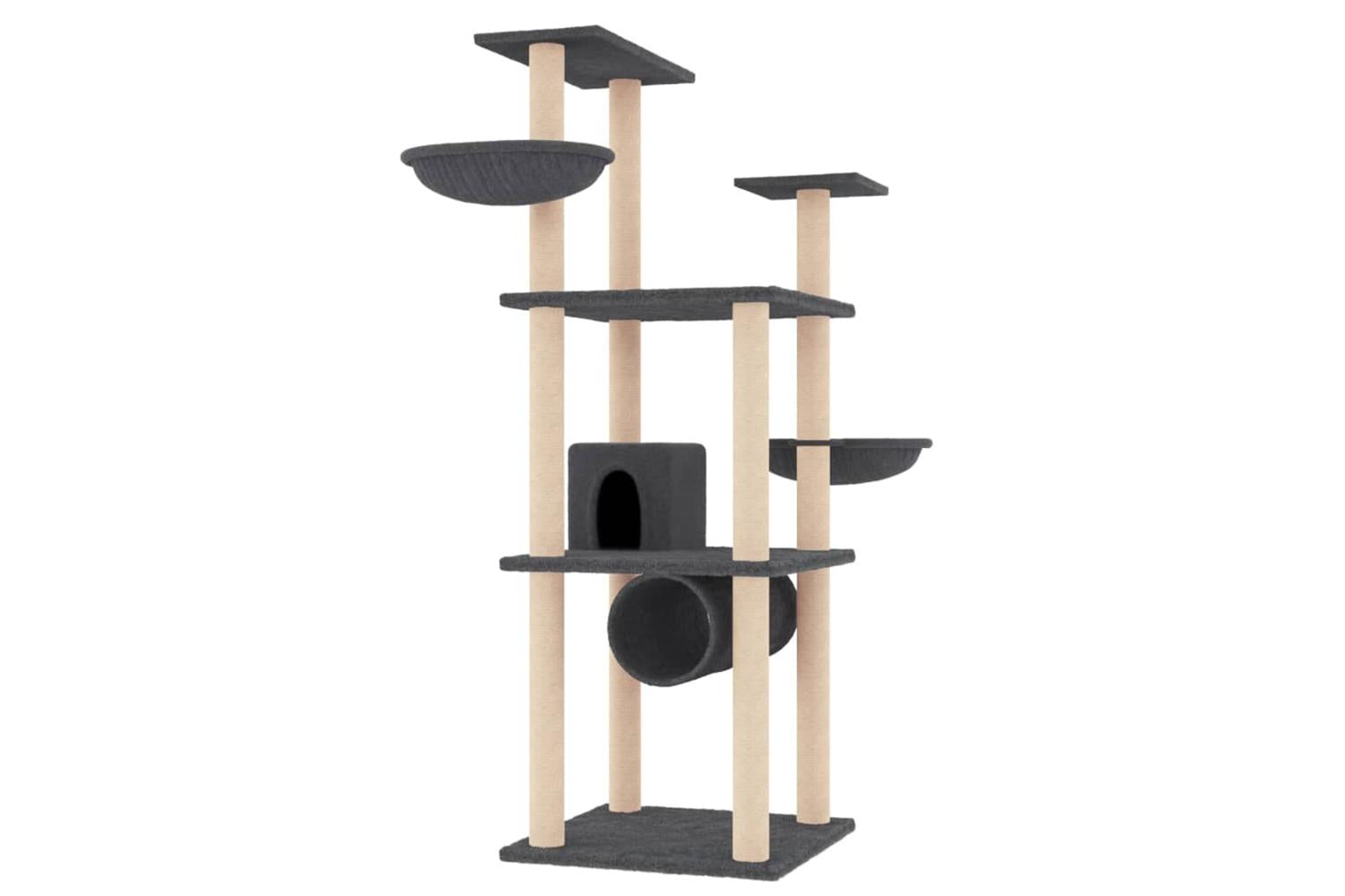 Vidaxl Cat Tree With Sisal Scratching Posts Dark Grey 141 Cm