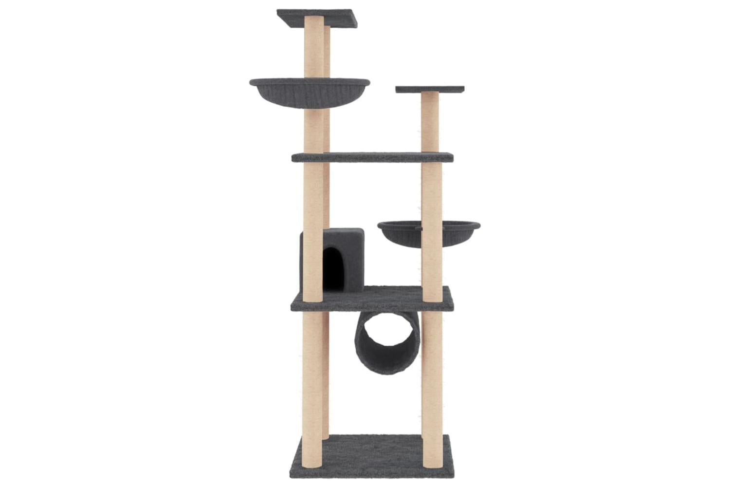 Vidaxl Cat Tree With Sisal Scratching Posts Dark Grey 141 Cm-3