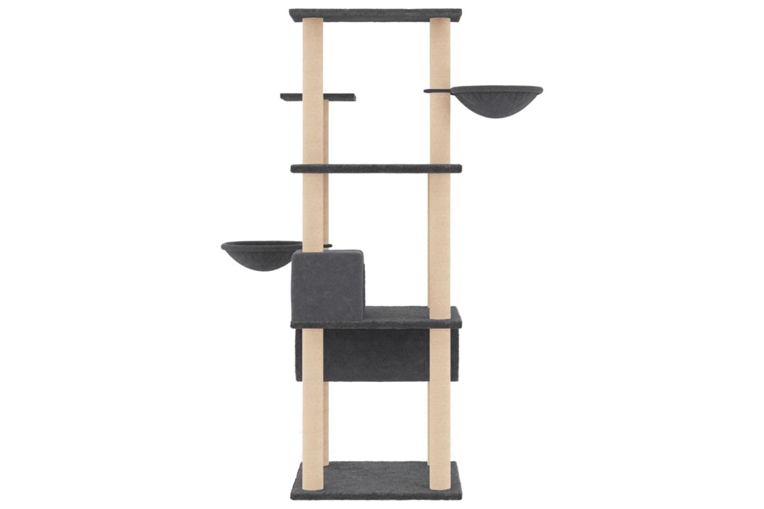 Vidaxl Cat Tree With Sisal Scratching Posts Dark Grey 141 Cm-4
