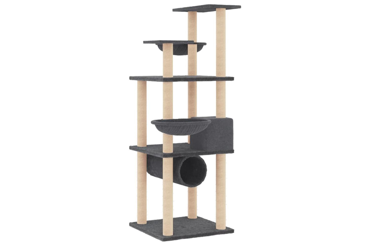Vidaxl Cat Tree With Sisal Scratching Posts Dark Grey 141 Cm-5