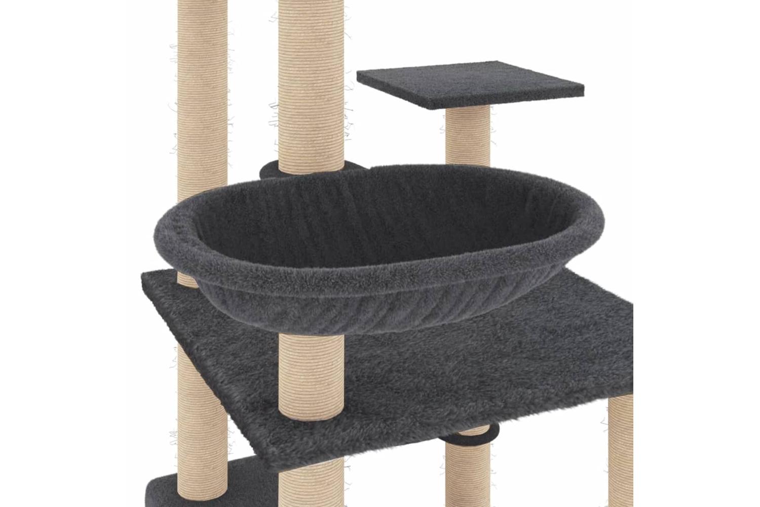 Vidaxl Cat Tree With Sisal Scratching Posts Dark Grey 141 Cm-6