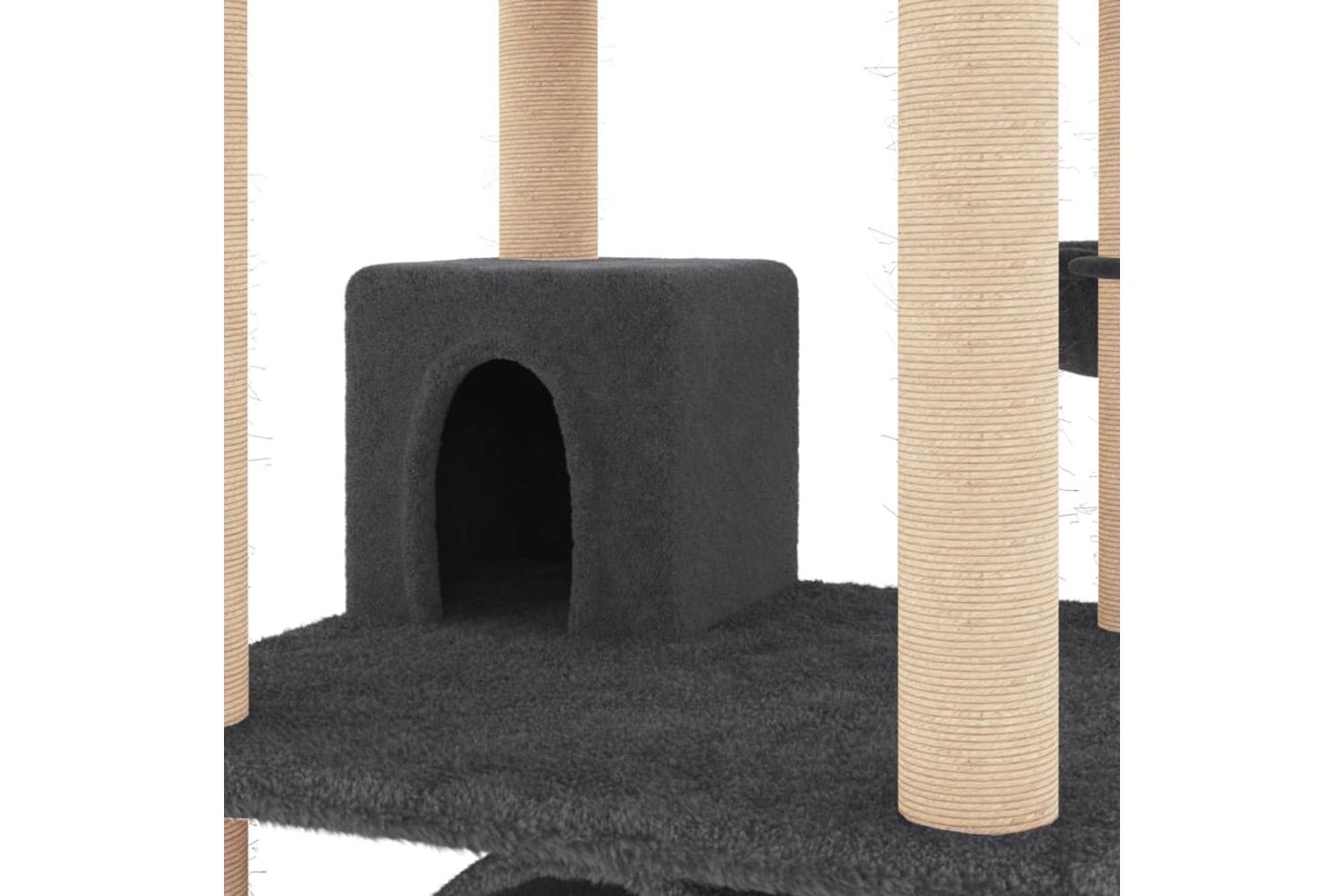 Vidaxl Cat Tree With Sisal Scratching Posts Dark Grey 141 Cm-7