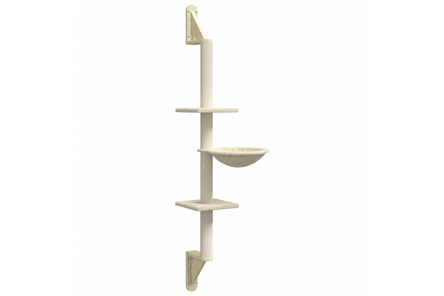 Vidaxl Wall-mounted Cat Tree With Scratching Post Cream 1425 Cm