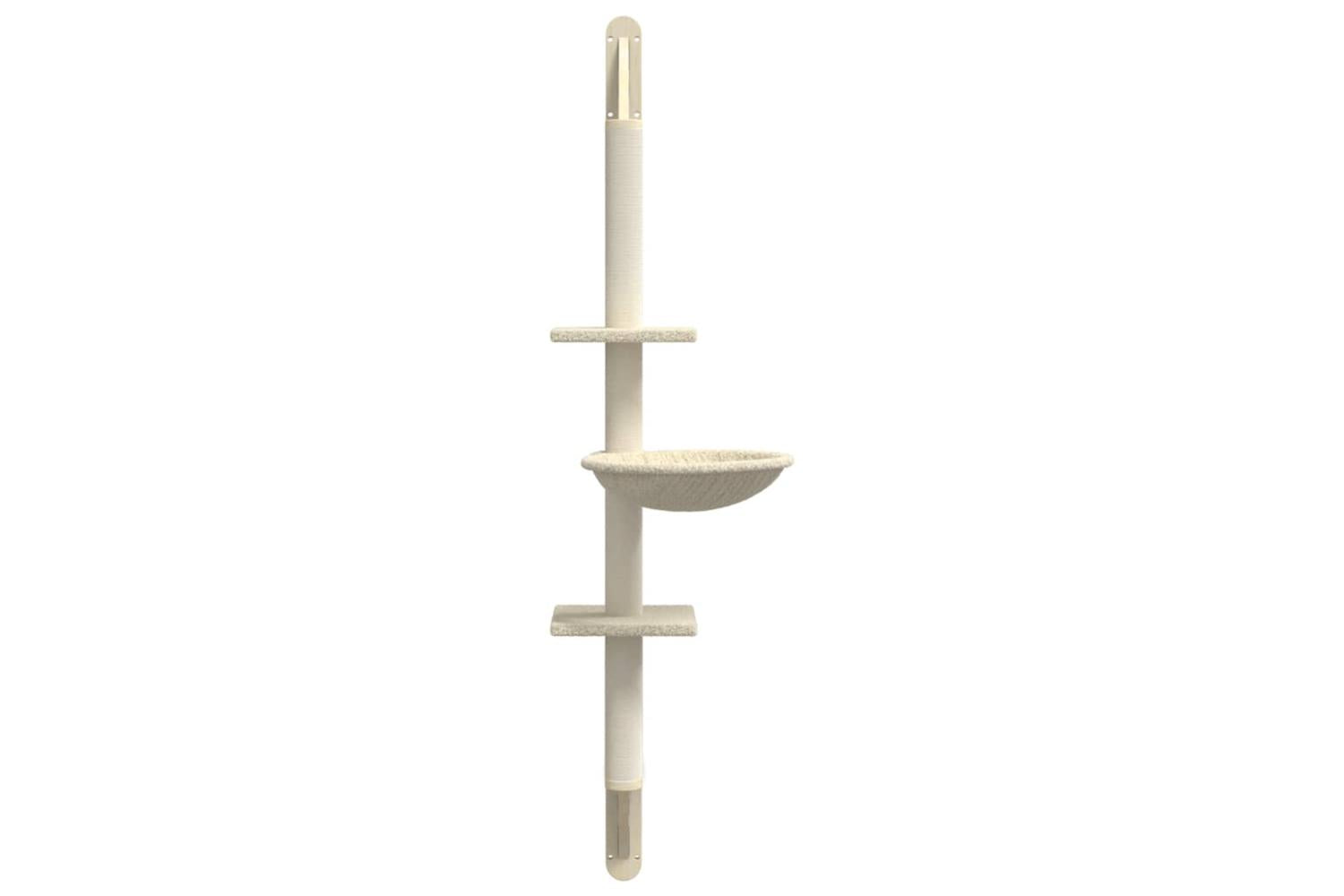 Vidaxl Wall-mounted Cat Tree With Scratching Post Cream 1425 Cm-4