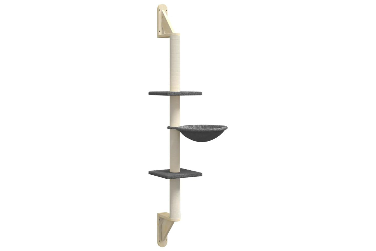 Vidaxl Wall-mounted Cat Tree With Scratching Post Dark Grey 1425 Cm