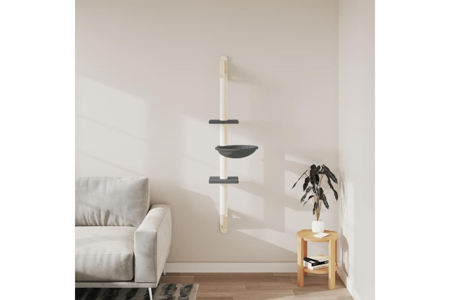 Vidaxl Wall-mounted Cat Tree With Scratching Post Dark Grey 1425 Cm-3
