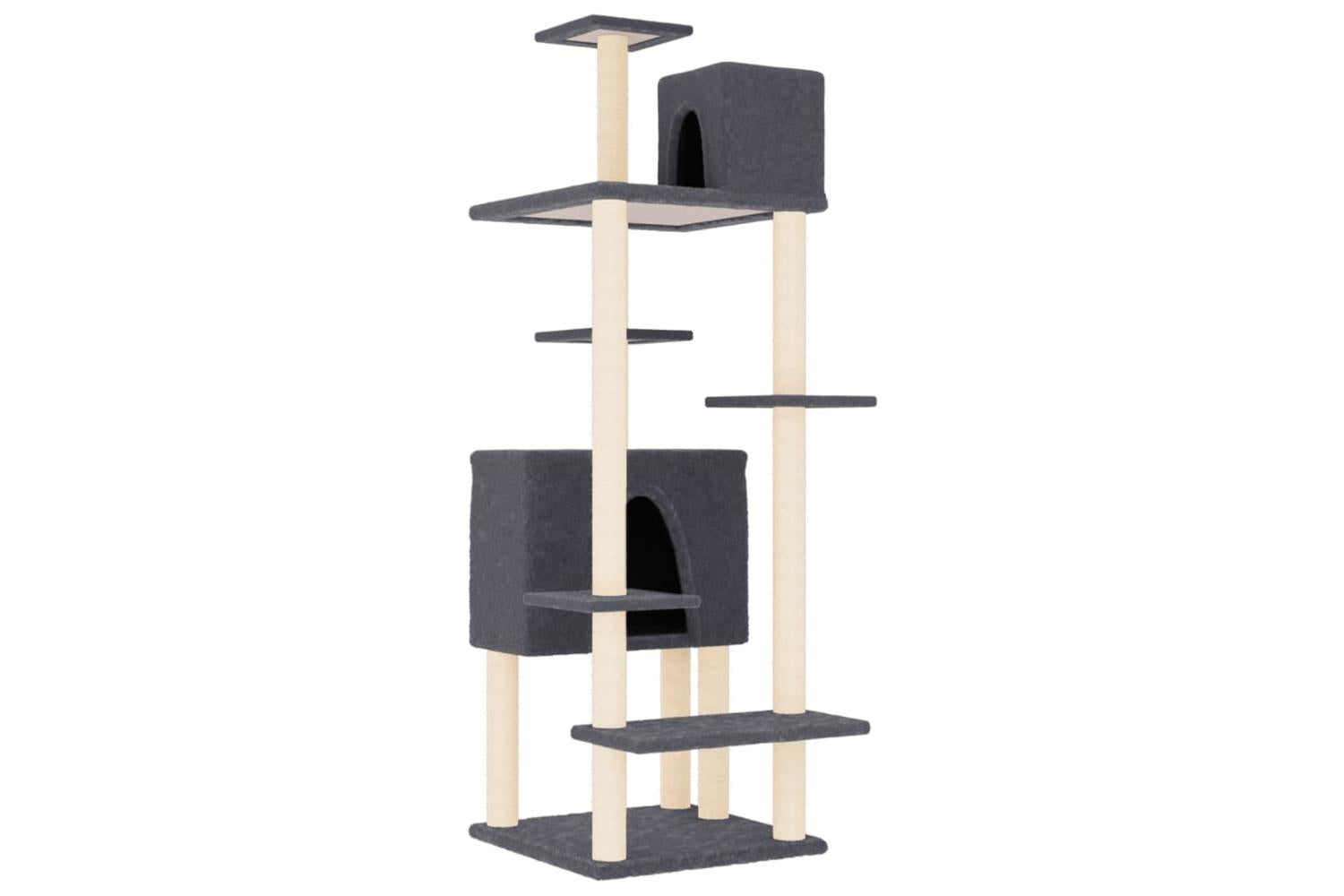 Vidaxl Cat Tree With Sisal Scratching Posts Dark Grey 154 Cm-2