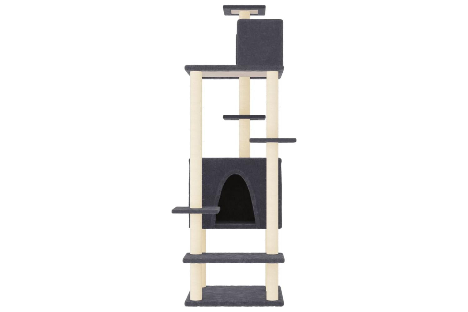 Vidaxl Cat Tree With Sisal Scratching Posts Dark Grey 154 Cm-3