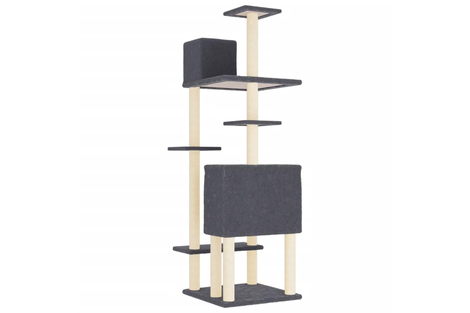 Vidaxl Cat Tree With Sisal Scratching Posts Dark Grey 154 Cm-5