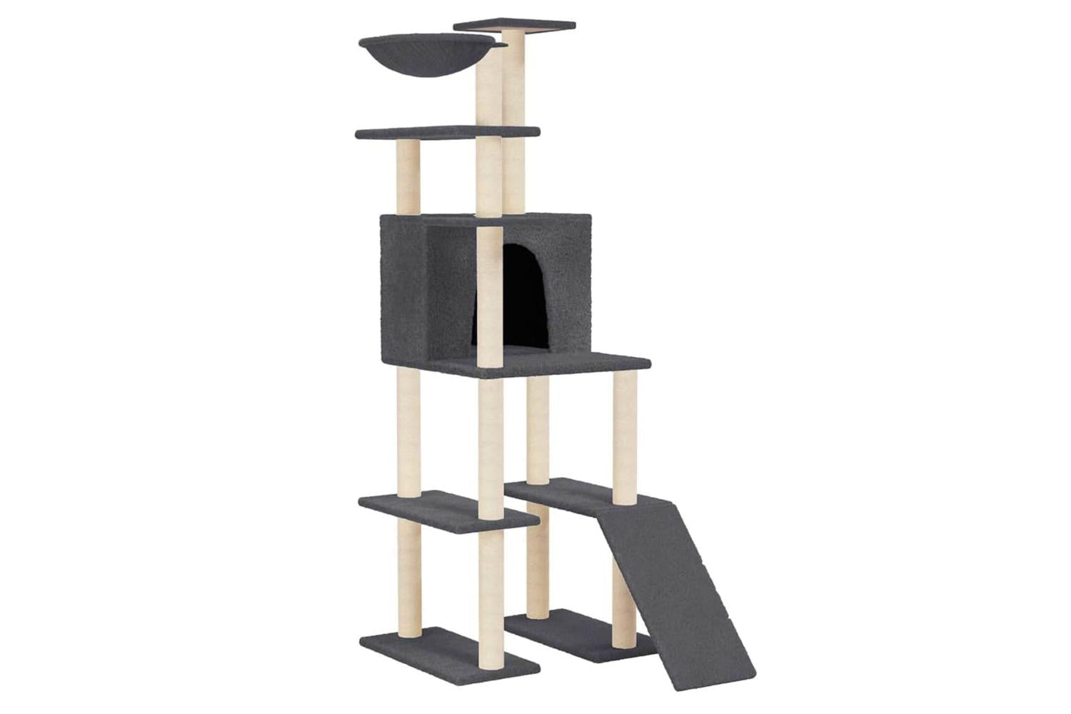 Vidaxl Cat Tree With Sisal Scratching Posts Dark Grey 166 Cm
